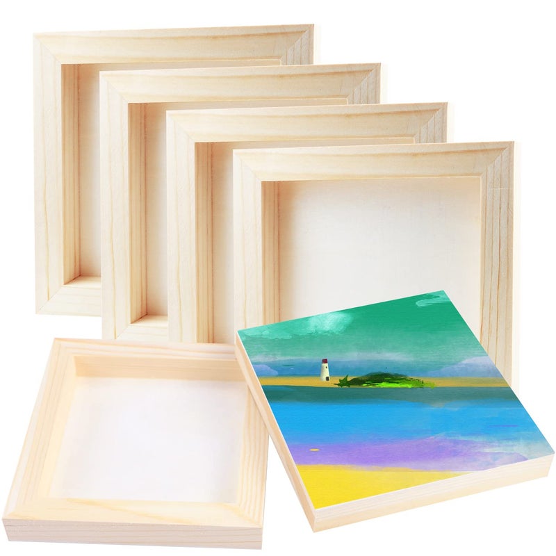 FSWCCK 10 Pcs 6x6 Wood Panel Boards, Unfinished Wood Canvas Wooden for Crafts, Painting Canvas, DIY Art Projects, Pouring, Arts Use with Oils, Acrylics - Image 3