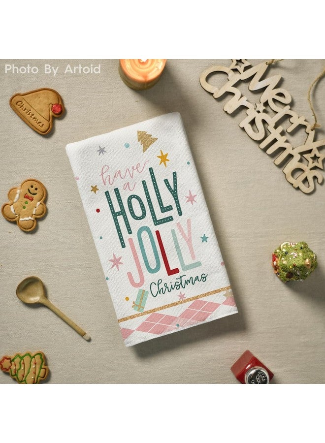 Artoid Mode Pink Nutcrackers Tree Holly Jolly Merry Christmas Kitchen Towels Dish Towels, 18x26 Inch Seasonal Winter Xmas Decoration Hand Towels Set of 4 - Image 4