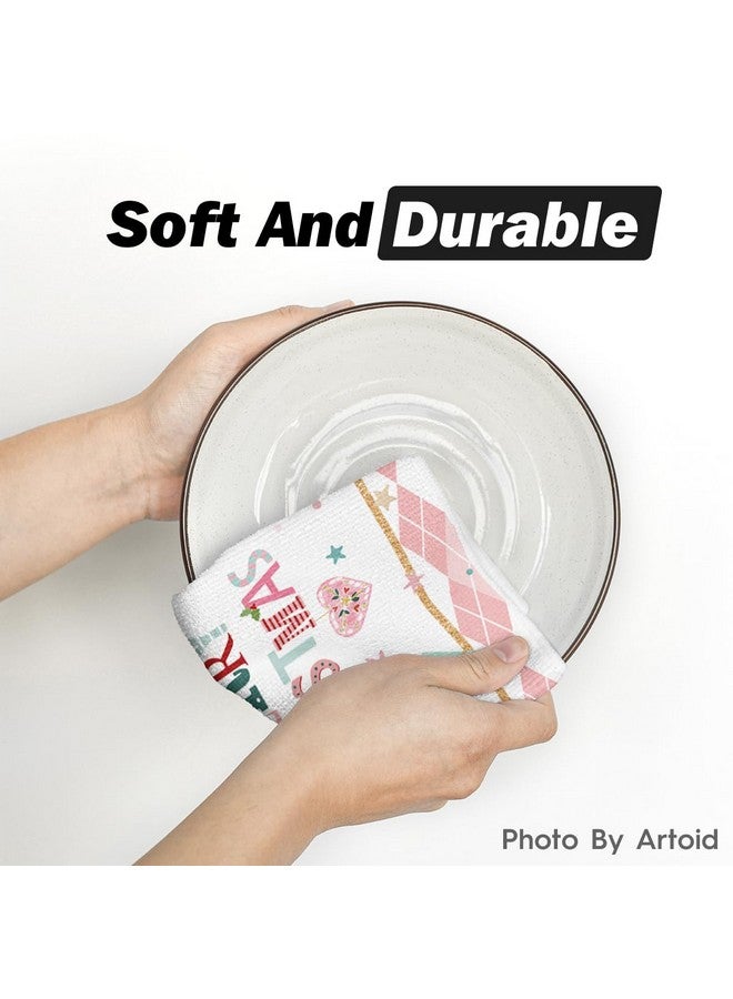 Artoid Mode Pink Nutcrackers Tree Holly Jolly Merry Christmas Kitchen Towels Dish Towels, 18x26 Inch Seasonal Winter Xmas Decoration Hand Towels Set of 4 - Image 5