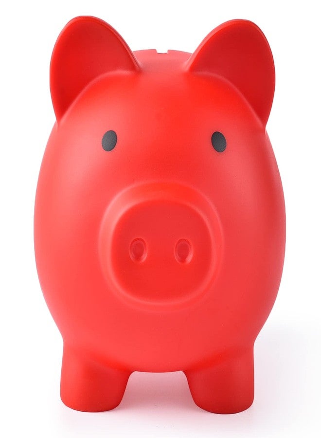 PJDRLLC Large Piggy Bank, Unbreakable Plastic Money Bank, Coin Bank for Girls and Boys, Large Size Piggy Banks, Practical Gifts for Birthday, Easter, Christmas (Red) - Image 1