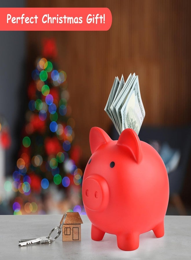 PJDRLLC Large Piggy Bank, Unbreakable Plastic Money Bank, Coin Bank for Girls and Boys, Large Size Piggy Banks, Practical Gifts for Birthday, Easter, Christmas (Red) - Image 2