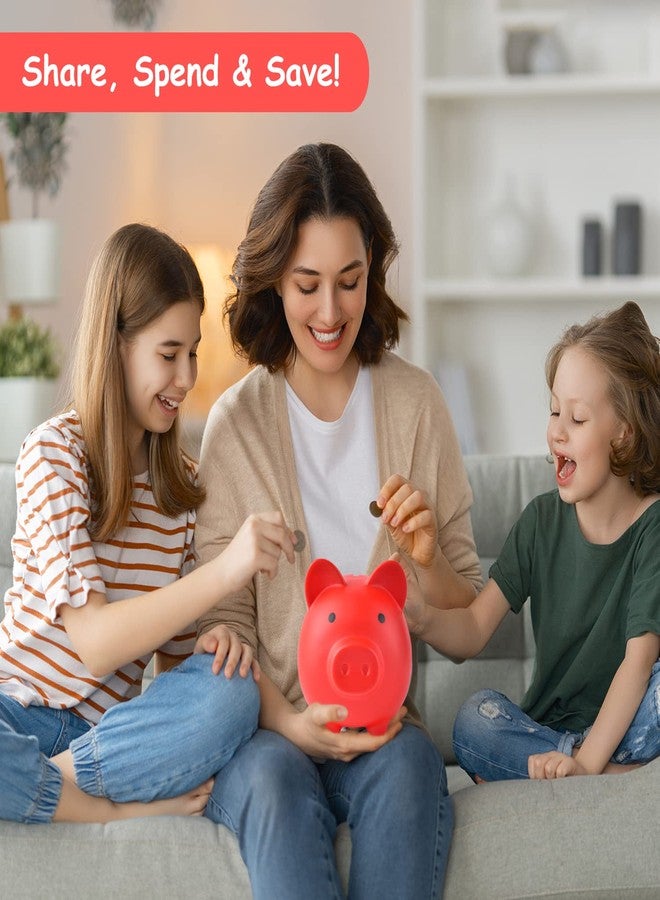 PJDRLLC Large Piggy Bank, Unbreakable Plastic Money Bank, Coin Bank for Girls and Boys, Large Size Piggy Banks, Practical Gifts for Birthday, Easter, Christmas (Red) - Image 3