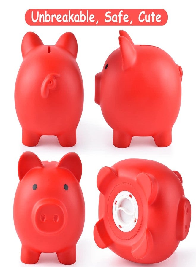 PJDRLLC Large Piggy Bank, Unbreakable Plastic Money Bank, Coin Bank for Girls and Boys, Large Size Piggy Banks, Practical Gifts for Birthday, Easter, Christmas (Red) - Image 4