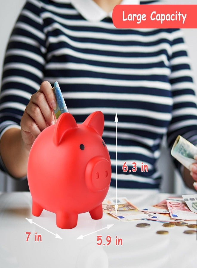 PJDRLLC Large Piggy Bank, Unbreakable Plastic Money Bank, Coin Bank for Girls and Boys, Large Size Piggy Banks, Practical Gifts for Birthday, Easter, Christmas (Red) - Image 5