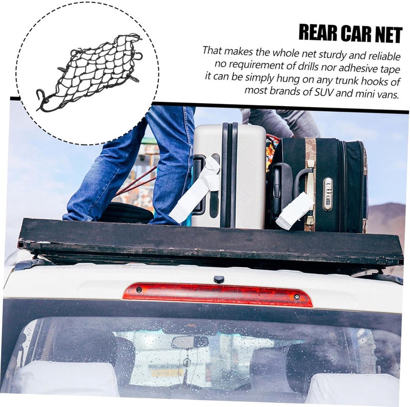 ULTECHNOVO Thread Cargo Net for Car and Motorcycle Adjustable Mesh Luggage Organizer for Trunk and Backseat Storage Fits Vehicles Easy Installation Included Hooks - Image 5