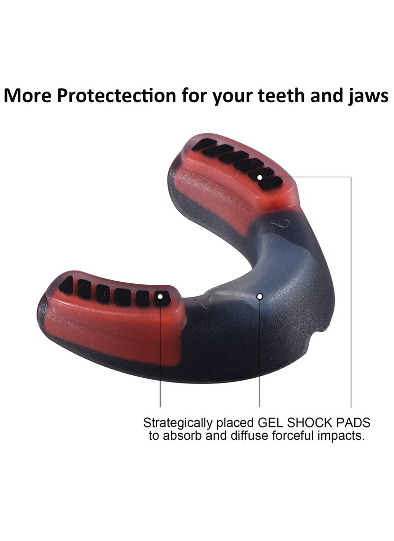 SYOSI Sports Mouthguard for Soccer, Basketball, Lacrosse, Field Hockey, Mixed Martial Arts, Boxing, Jiu-Jitsu, Breathable Mouthguard for Adults and Teens White/Black + Black/Red  - Image 5
