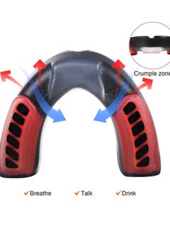 SYOSI Sports Mouthguard for Soccer, Basketball, Lacrosse, Field Hockey, Mixed Martial Arts, Boxing, Jiu-Jitsu, Breathable Mouthguard for Adults and Teens White/Black + Black/Red  - Image 4