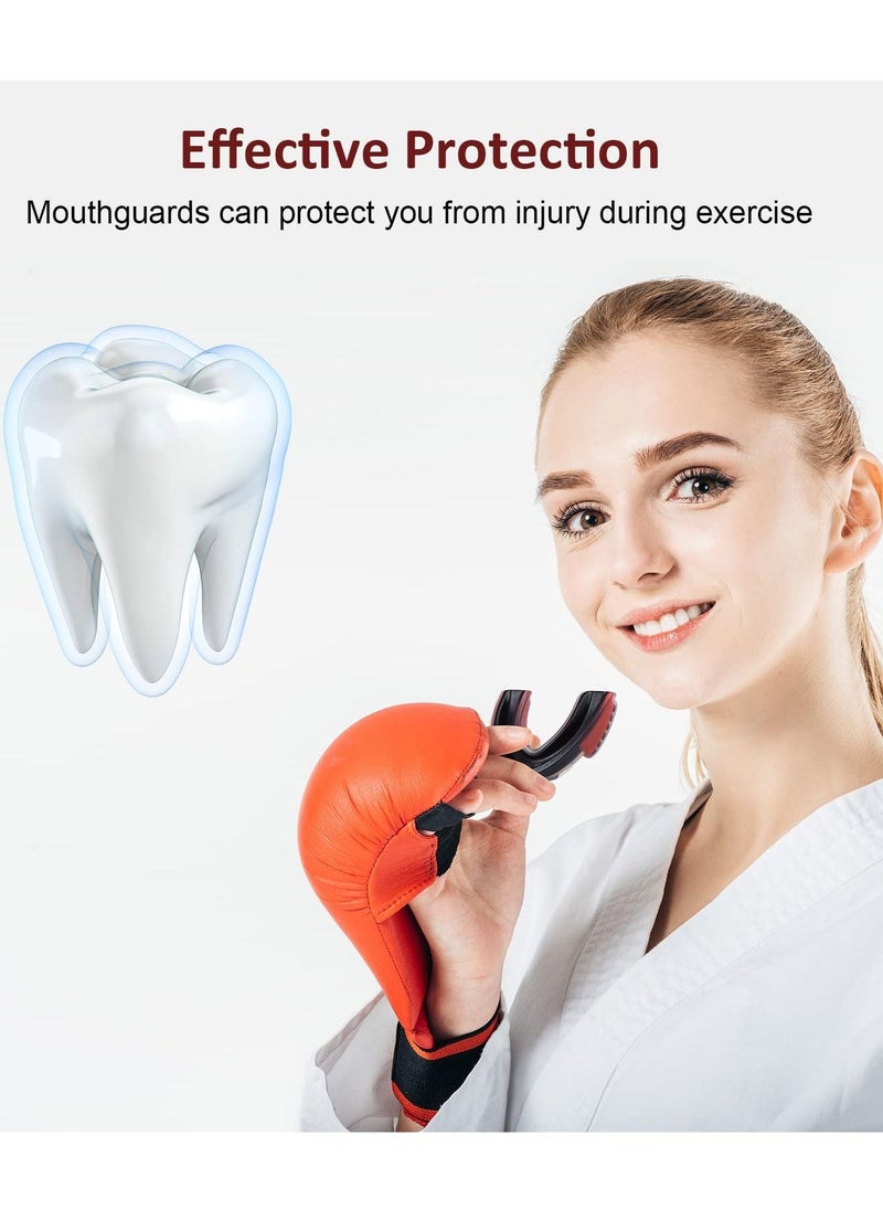 SYOSI Sports Mouthguard for Soccer, Basketball, Lacrosse, Field Hockey, Mixed Martial Arts, Boxing, Jiu-Jitsu, Breathable Mouthguard for Adults and Teens White/Black + Black/Red  - Image 2
