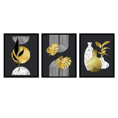 DEKORSTATION Set of 3 Modern Art Wall Decor Paintings with Frame for Home Decoration Painting for Living Room Bedroom Office Wall Décor DS43 (12 x 16 Inch) - Image 2