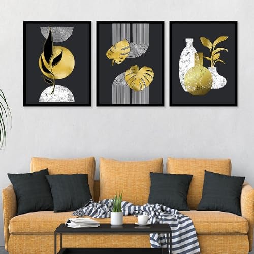 DEKORSTATION Set of 3 Modern Art Wall Decor Paintings with Frame for Home Decoration Painting for Living Room Bedroom Office Wall Décor DS43 (12 x 16 Inch) - Image 3