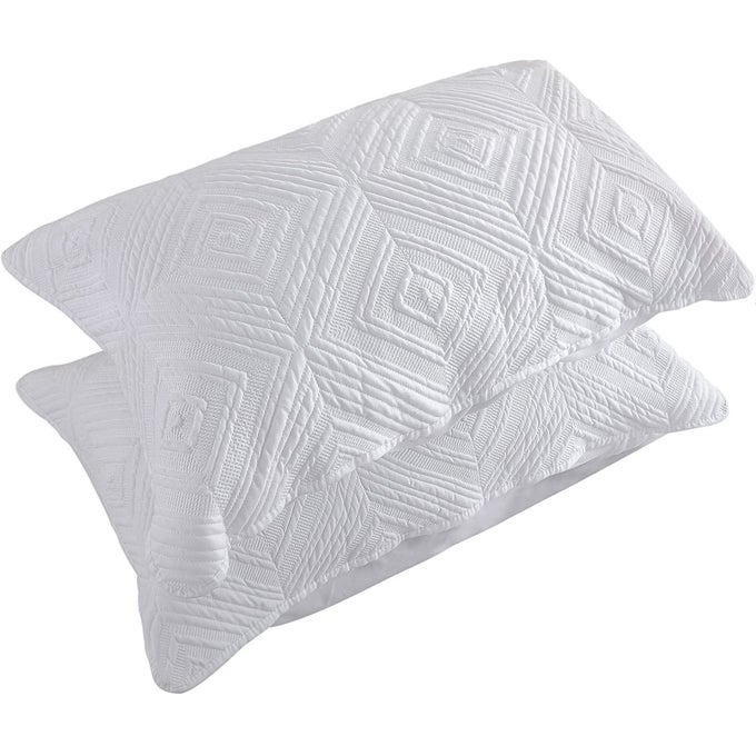 PILLOW SHAMS KING SIZE SET OF 2 ULTRA SOFT BREATHABLE QUILTED PILLOW CASES 20 X 36 INCHES FOR SLEEPING DECORATIVE MICROFIBER BED PILLOWCASES EASY CARE WHITE