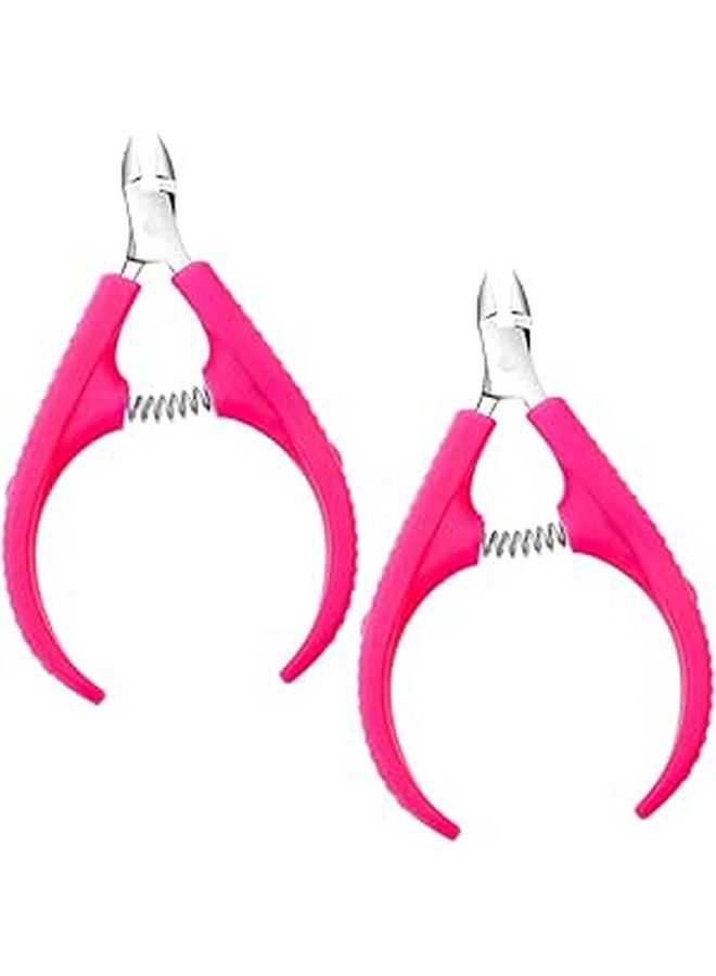 2Pcs Stainless Steel Cuticle Remover Set Manicure Pedicure Nail Groove Nipper - Image 1