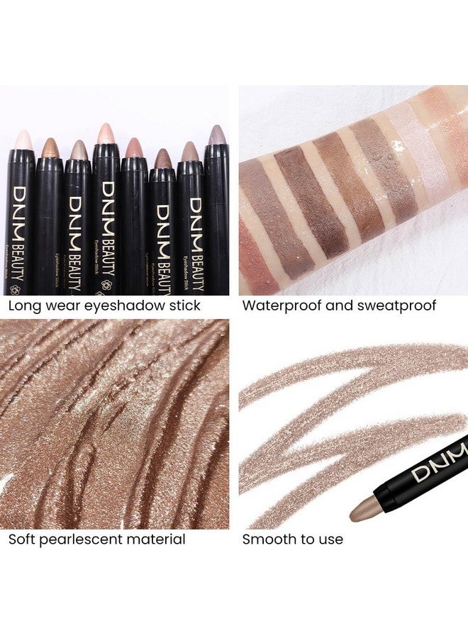 evpct 8Pcs Cream Eye Shadow Brightener Sticks Set for Eyes, Champagne Pearl Taupe Bronze Cocoa Stone Putty Smoky Amethyst Shimmer Matte Pencil Eye shadow Applicator Stick Palette Makeup Waterproof 03 - Image 4