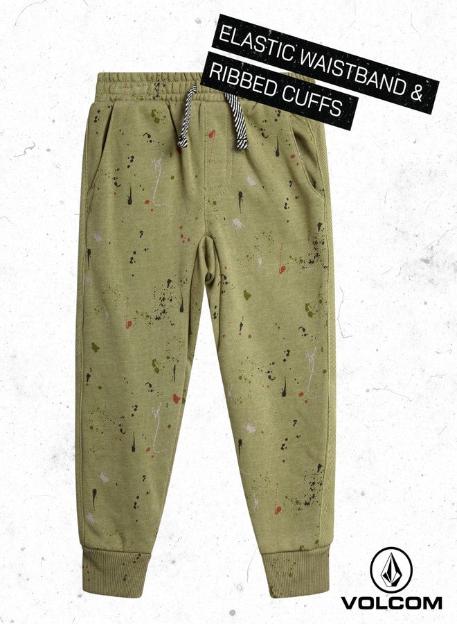 Volcom Infant Toddler Baby Boys Joggers Set - 2 Piece Fleece Pullover Hoodie and Jogger Pants Activewear Set (Sizes: 12M-7), Size 4T, Olive Green - Image 5