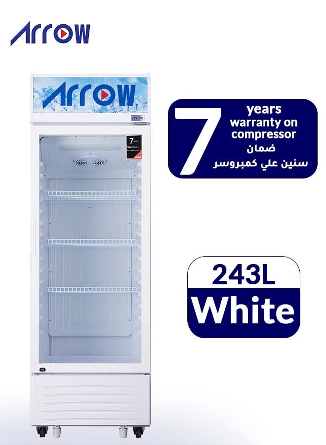 Arrow 243-Liters, Single Door Display Refrigerator With 7 Years Compressor Warranty, Interior Light, Mechanical Temperature Control, Fan Cooling, and Inside Condenser White colour-RO-250SCK - Image 1