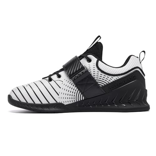 Osterland Weightlifting Shoes: High-Performance Footwear for Gym Powerlifting, Specifically Designed for Heavy Lifting, Deadlifting, Weight Training, Squat Shoes for Men Women Black/White - Image 4