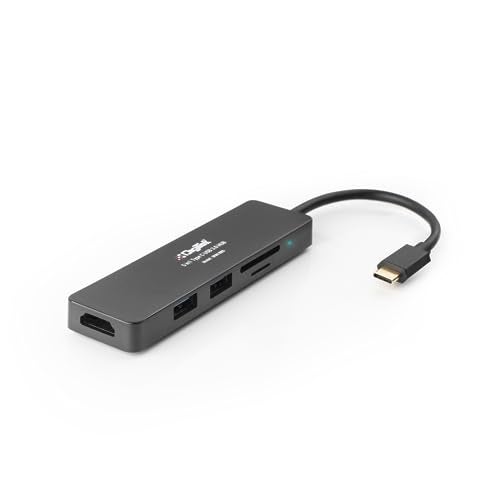 Digitek® (DUH 005) 5-in-1 Type C USB Hub 3.0 with Ultra HD HDMI, USB 3.0/2.0 Ports, SD/TF Card Readers, 5Gbps Data Transfer, for PC, MacBook, iMac, XPS, Flash Drives & Windows/Mac/Linux Compatible - Image 1
