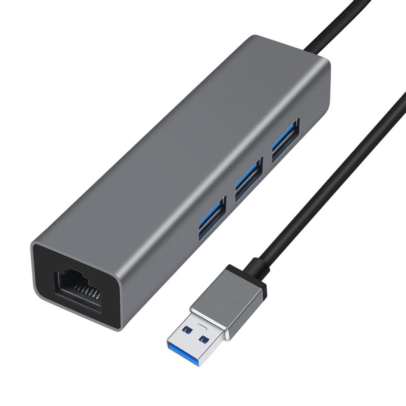 DTECH 3 Port USB to Ethernet Adapter USB 30 Hub 101001000 mbps Gigabit Wired Network Cable Converter for Laptop Notebook Desktop Computer Keyboard Router Modem Internet - Image 2
