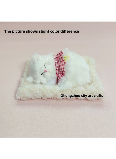 Bamboo Charcoal Cloth Pad Simulation Cats Cats Calling Car Decoration Ornaments Simulation Animals Simulation Flower Basket Cats-Color:Beige Bamboo Charcoal Cloth Mat + Red Skirt Cat Can Bark