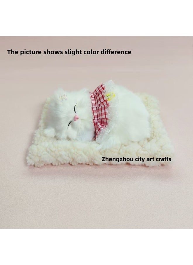 null - Bamboo Charcoal Cloth Pad Simulation Cats Cats Calling Car Decoration Ornaments Simulation Animals Simulation Flower Basket Cats-Color:Beige Bamboo Charcoal Cloth Mat + Red Skirt Cat Can Bark - Image 1