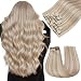 Easyouth Human Hair Clip in Extensions Blonde Highlight, 20 Inch Remy Human Hair Extensions Clip ins, Ash Blonde Highlights Bleach Blonde, Real Hair Clip in Extension, 120g 7pcs, Long Straight Hair - Image 2