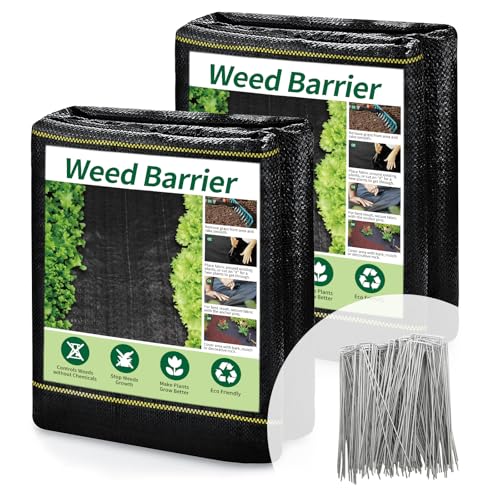 KANAGAWA 3oz Heavy Duty 4t x 100ft Weed Barrier Fabric Professional Woven Landscape Ground Cover with 30 Landscape Staples, Landscape Fabric Density for Driveway Garden Yard Greenhouse Gardening - Image 1
