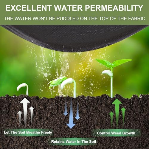 KANAGAWA 3oz Heavy Duty 4t x 100ft Weed Barrier Fabric Professional Woven Landscape Ground Cover with 30 Landscape Staples, Landscape Fabric Density for Driveway Garden Yard Greenhouse Gardening - Image 2