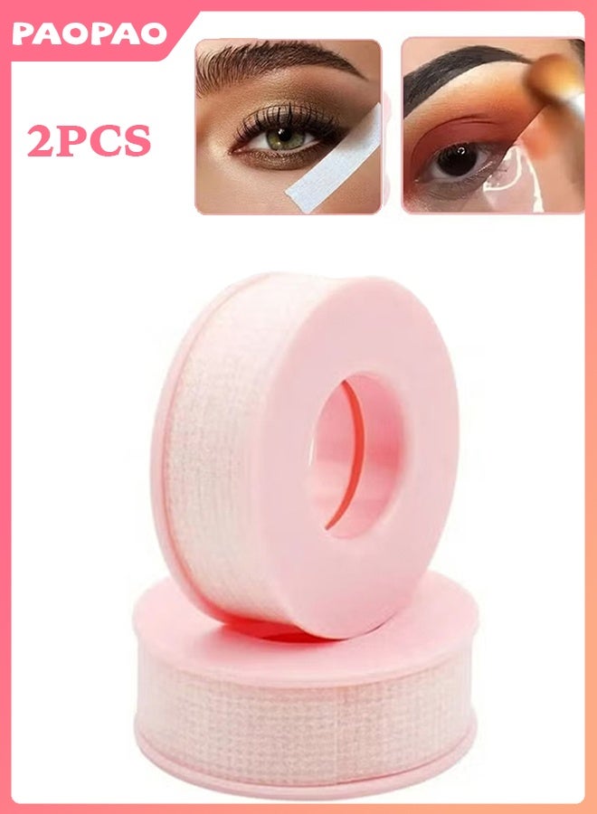 Pao pao 2 Rolls Lash Tape for Eyelash Extensions, Breathable Silicone Micropore Makeup Tape, Easy Tear Adhesive Tape for Different Skin and Makeup Artists (Pink) - Image 1