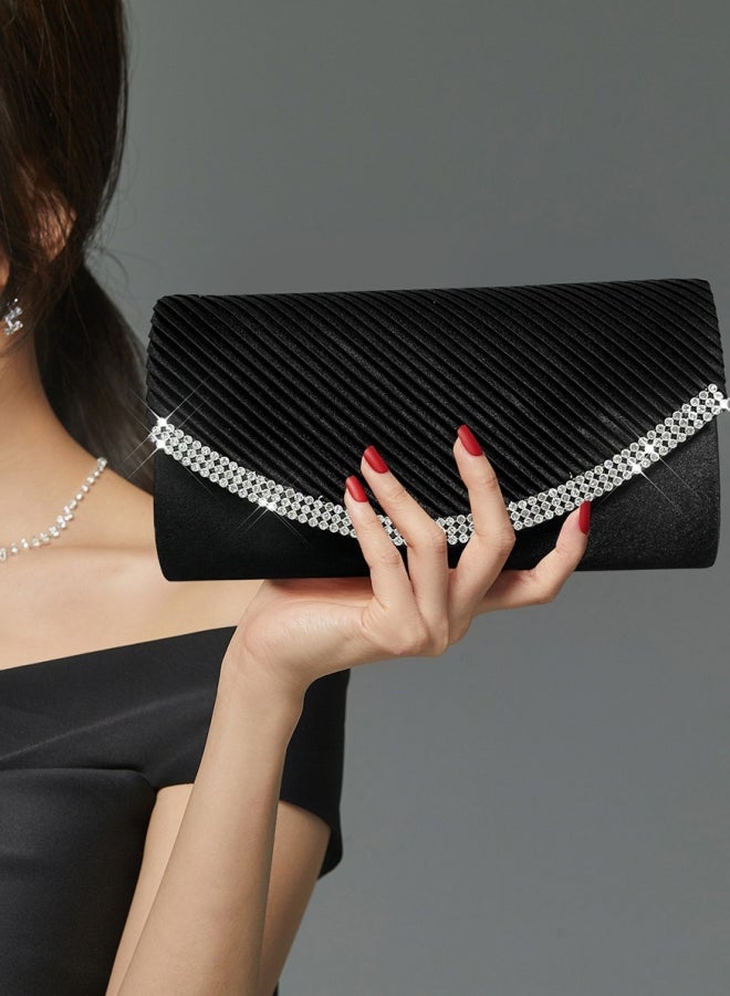 Women's Shiny Clutch Bag, Ladies Rhinestone Banquet Bag Tote Bag Handbag Party Bag Tote Bags Clutch Bag, Fashion Chain Shoulder Bag Crossbody Bag Sling Bag Side Bag Carry Bag for Party Dinner Wedding  - Image 2