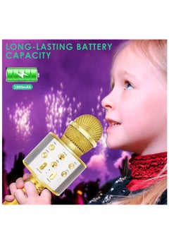 Lukadah Kids Microphone for Singing, Wireless Bluetooth Karaoke Microphone for Adults, Portable Handheld Karaoke Machine, Toys for Boys and Girls Gift for Birthday Party | GOLD  - Image 5