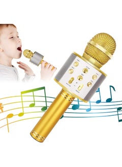 Lukadah Kids Microphone for Singing, Wireless Bluetooth Karaoke Microphone for Adults, Portable Handheld Karaoke Machine, Toys for Boys and Girls Gift for Birthday Party | GOLD  - Image 1