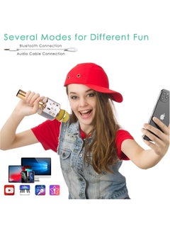 Lukadah Kids Microphone for Singing, Wireless Bluetooth Karaoke Microphone for Adults, Portable Handheld Karaoke Machine, Toys for Boys and Girls Gift for Birthday Party | GOLD  - Image 3