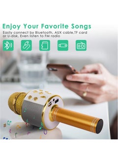 Lukadah Kids Microphone for Singing, Wireless Bluetooth Karaoke Microphone for Adults, Portable Handheld Karaoke Machine, Toys for Boys and Girls Gift for Birthday Party | GOLD  - Image 4