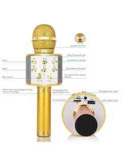 Lukadah Kids Microphone for Singing, Wireless Bluetooth Karaoke Microphone for Adults, Portable Handheld Karaoke Machine, Toys for Boys and Girls Gift for Birthday Party | GOLD  - Image 2