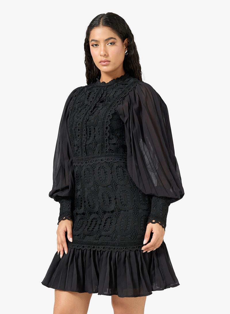 YAS Lace Detail Cuff Sleeve Mini Dress - Image 1