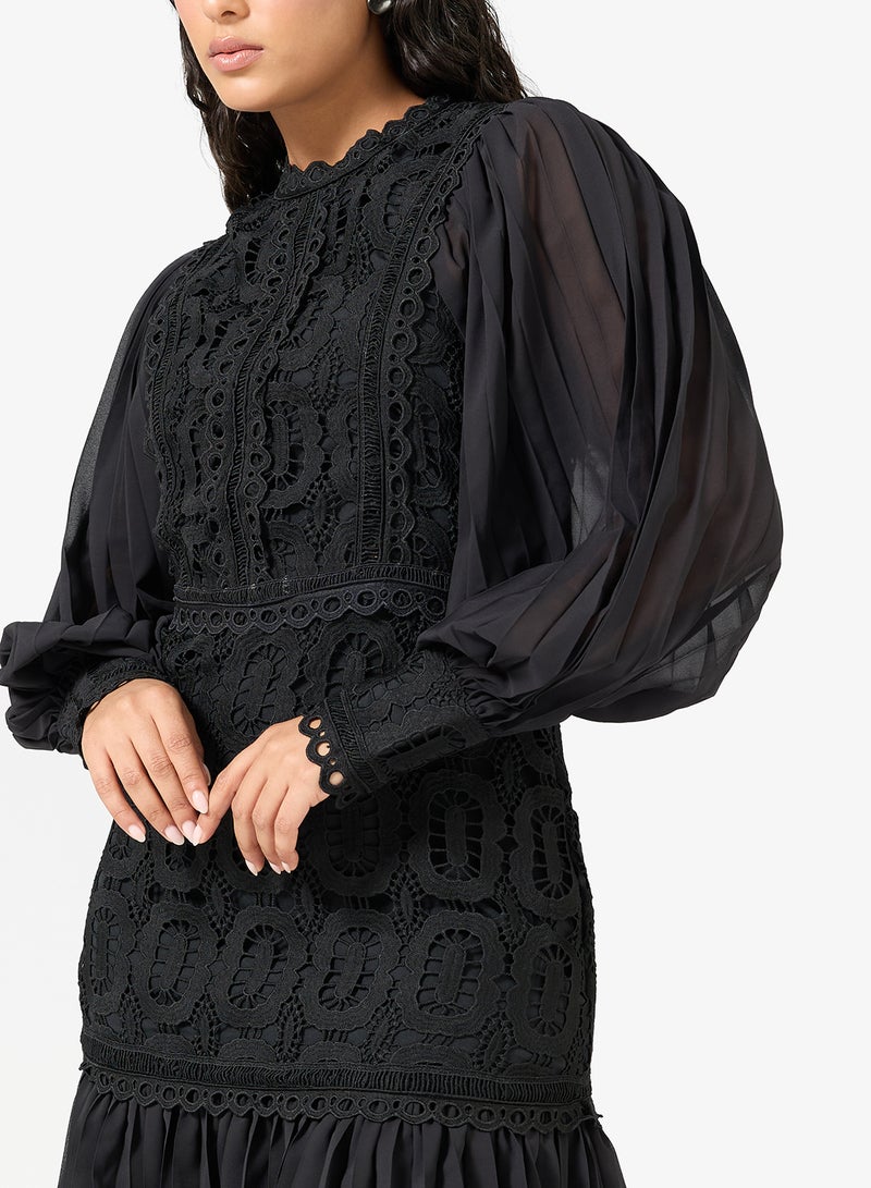 YAS Lace Detail Cuff Sleeve Mini Dress - Image 3