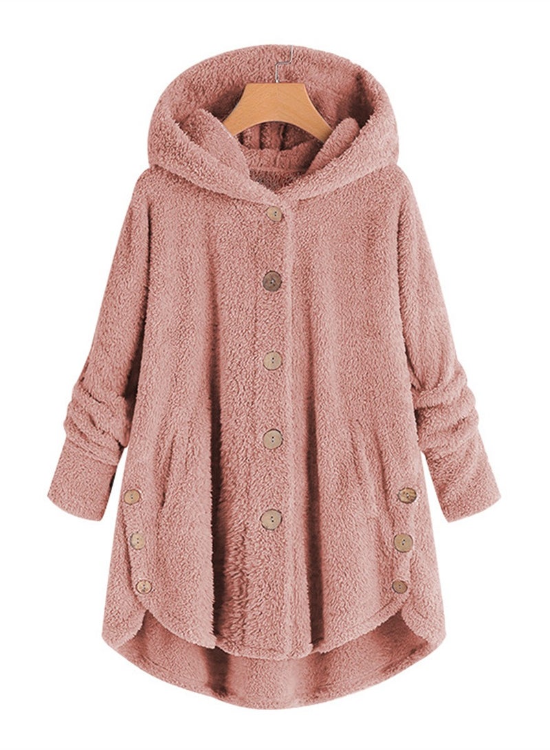 Loquat Fashion Women's Padded Jacket Hooded Long Jacket Casual Warm Padded Jacket Pink  - Image 1
