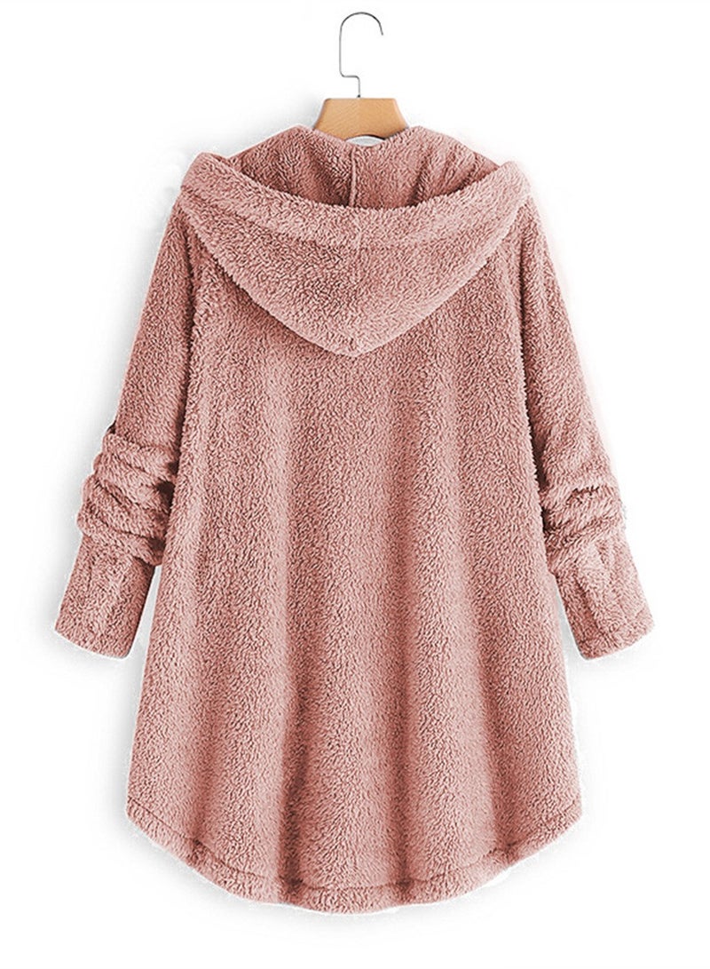 Loquat Fashion Women's Padded Jacket Hooded Long Jacket Casual Warm Padded Jacket Pink  - Image 2