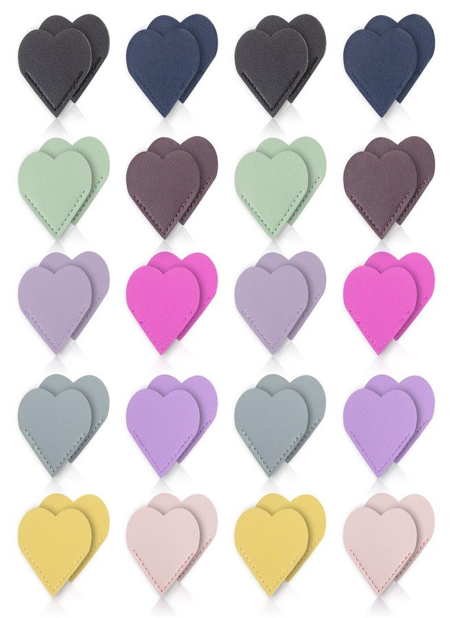 Sabary 40 Pcs Leather Heart Bookmark for Women Corner Page Bookmark Reading Gifts for Teachers Students Lovers Accessories Clips for School Office Home, Heart Shape(Stylish Color) - Image 1