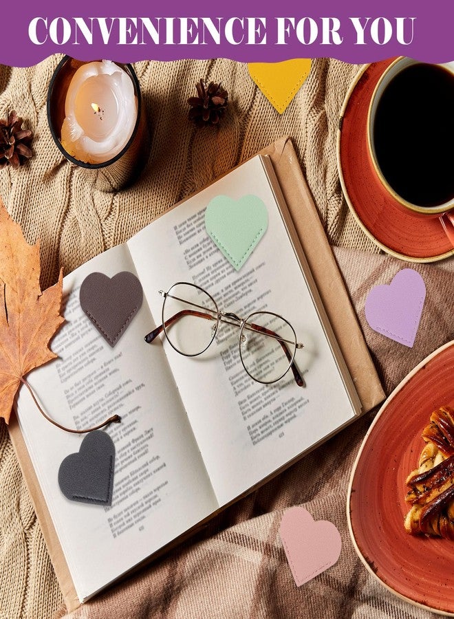 Sabary 40 Pcs Leather Heart Bookmark for Women Corner Page Bookmark Reading Gifts for Teachers Students Lovers Accessories Clips for School Office Home, Heart Shape(Stylish Color) - Image 5