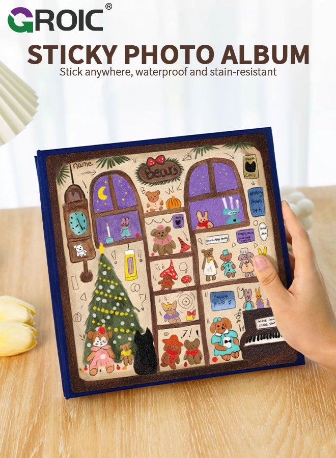 GROIC ألبوم صور ذاتي اللصق، 30 صفحة، كتاب ذكريات سفر DIY بمناسبة الذكرى، ألبومات عائلية مغناطيسية لهدايا عيد الميلاد، ألبوم صور بسعة كبيرة للتخزين - Image 2