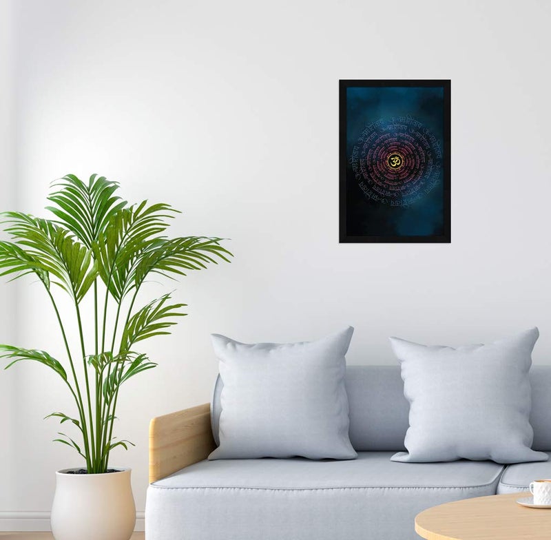 ArtX OM Namah Shivaya Framed Painting, Wall Art Painting, Synthetic Wood, 12.5X18.5 inches, Multicolour, Set of 1 - Image 3
