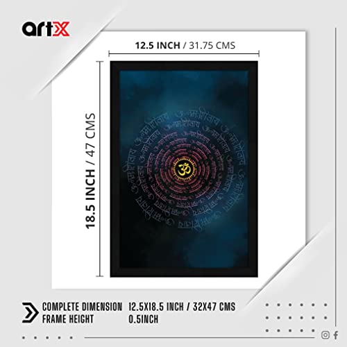 ArtX OM Namah Shivaya Framed Painting, Wall Art Painting, Synthetic Wood, 12.5X18.5 inches, Multicolour, Set of 1 - Image 2