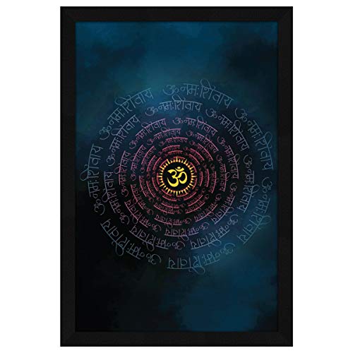 ArtX OM Namah Shivaya Framed Painting, Wall Art Painting, Synthetic Wood, 12.5X18.5 inches, Multicolour, Set of 1 - Image 1