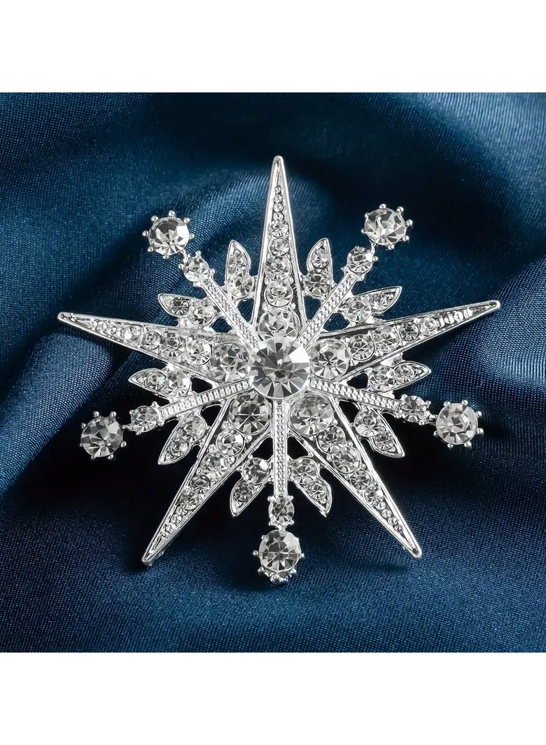 Goolsky 1pc-High-end Luxury Eight-pointed Star Alloy with Water Brooch for Men and Women's Clothing Suit Pins High-grade Accessories  - Image 1