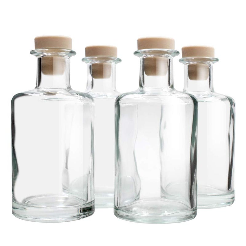 Feel Fragrance Feel Fragrance Glass Diffuser Bottles Diffuser Jars with Cork Caps Set of 4  53 inches High 240ml 82 Ounce Fragrance Accessories Use for DIY Replacement Reed Diffuser Sets 