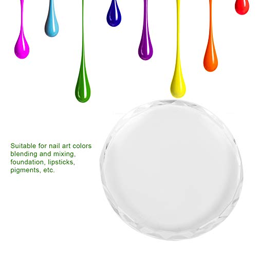 Sonew Nail Art Palette Makeup Palette Glass Nail Art Palette Nail Art Display Cosmetic Mixing Tools Nail Art Painting Color Toning Glass DIY Tool Drawing Color Dish Glue Holder(Round glass sheet 02) - Image 2