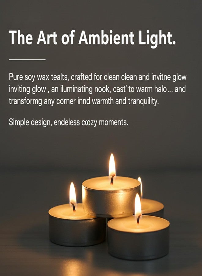 simeitol Soy Tea Lights Candles 50 Pack, 4 Hours Tealights Candles Bulk Unscented Small Tea Candles - 100% Natural Soy | Long Burning | Smokeless for Emergency, Dinner, Home - Image 3