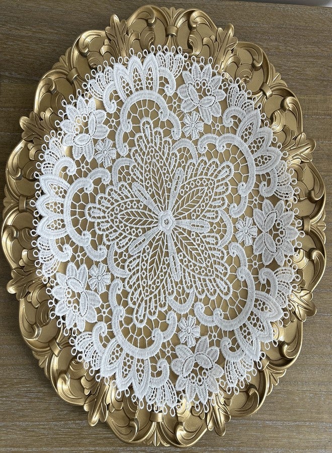 VIRFONOR 2Pack Round Lace Placemats for Dining Table,11inch Diameter Delicate Floret Embroidered Lace Doilies vase mat for Christmas Daily Use, Washable (White) - Image 2