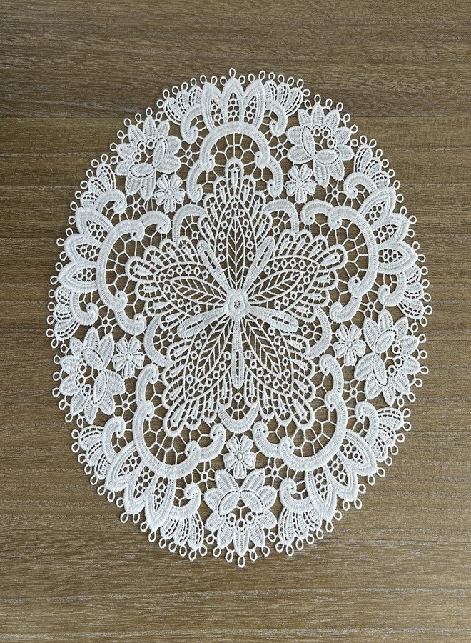 VIRFONOR 2Pack Round Lace Placemats for Dining Table,11inch Diameter Delicate Floret Embroidered Lace Doilies vase mat for Christmas Daily Use, Washable (White) - Image 1